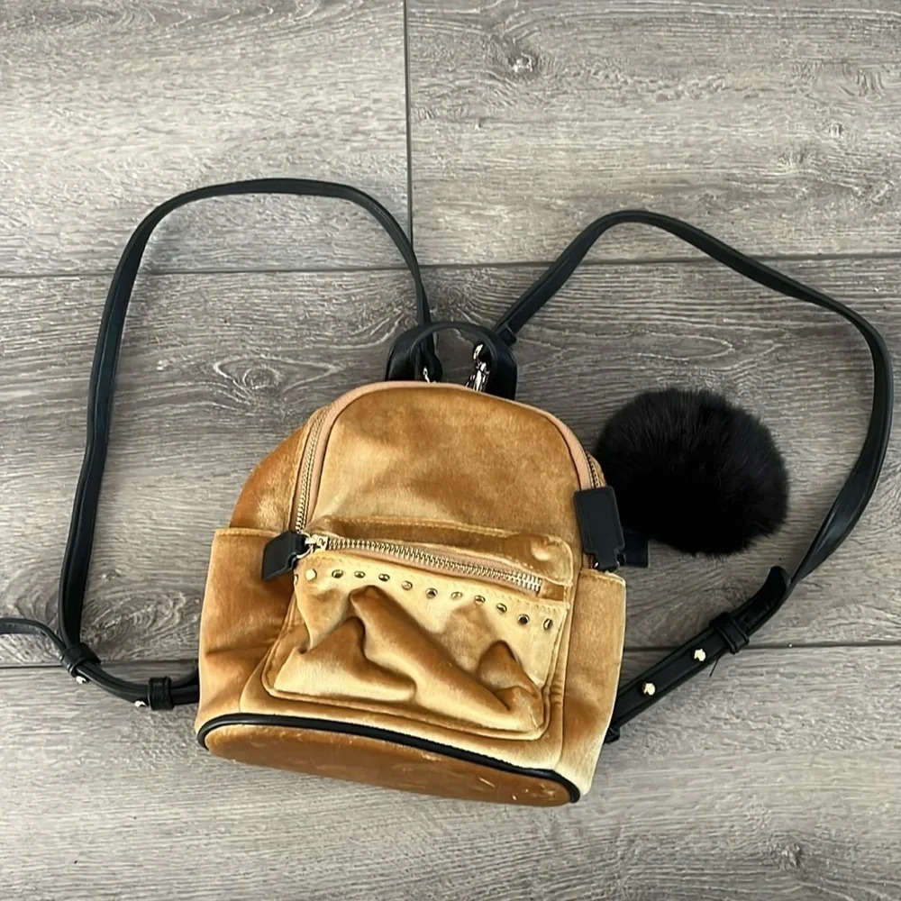 Dream Control velvet mini backpack with pompom